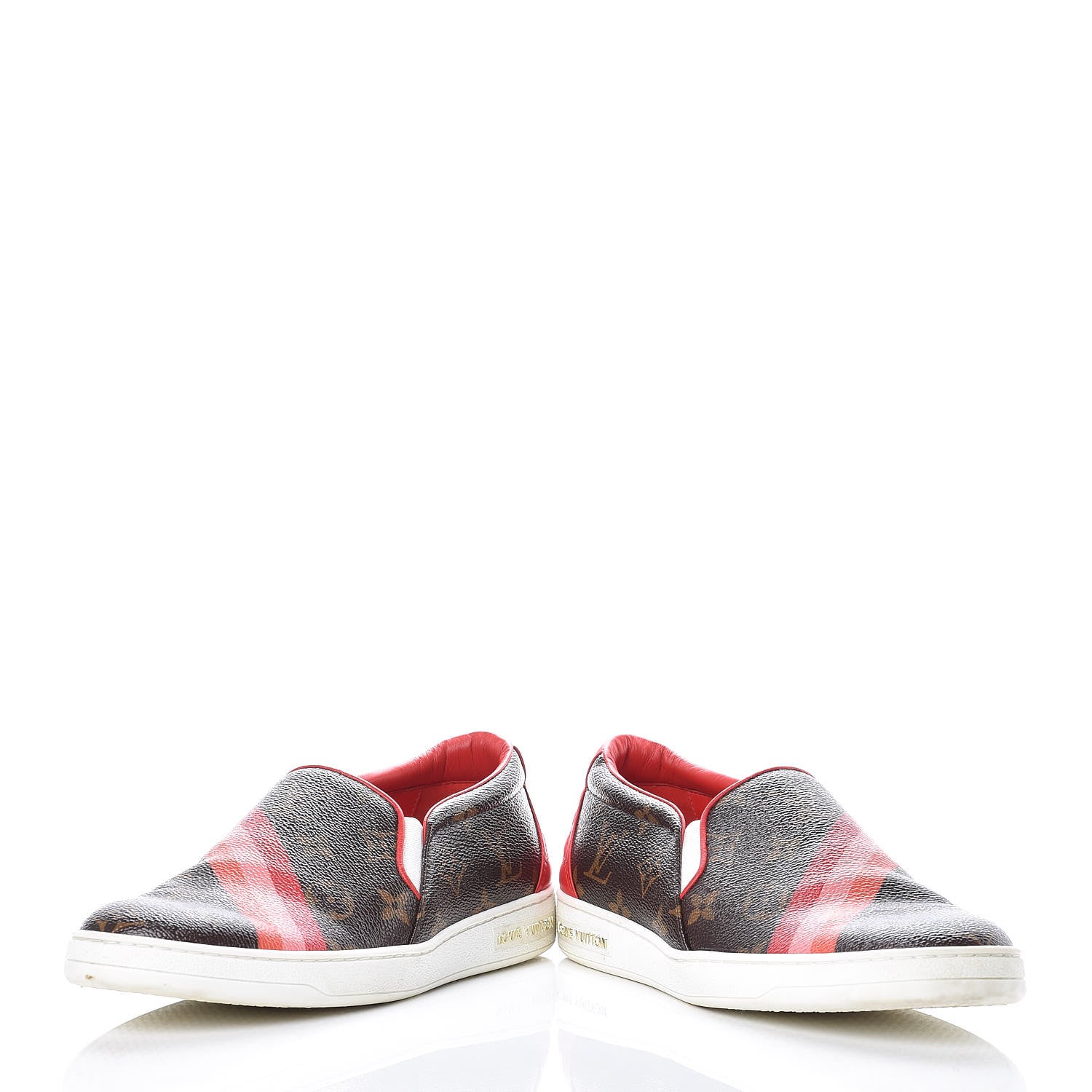 Louis Vuitton Monogram Frontrow Slip On Sneakers 37.5 Rouge 6 of 13