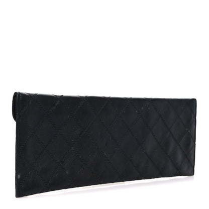Chanel Lambskin Diamond Stitched Envelope Long Flap Wallet Black 3 of 8