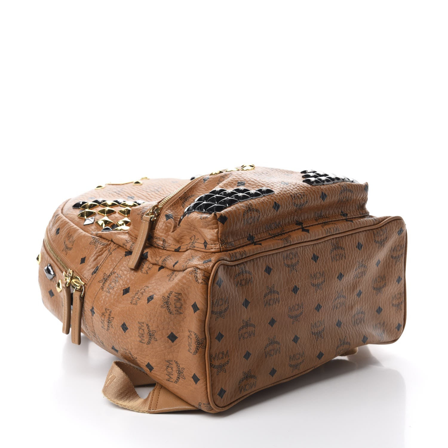 MCM Visetos Studded Medium Stark M Backpack Cognac 3 of 12