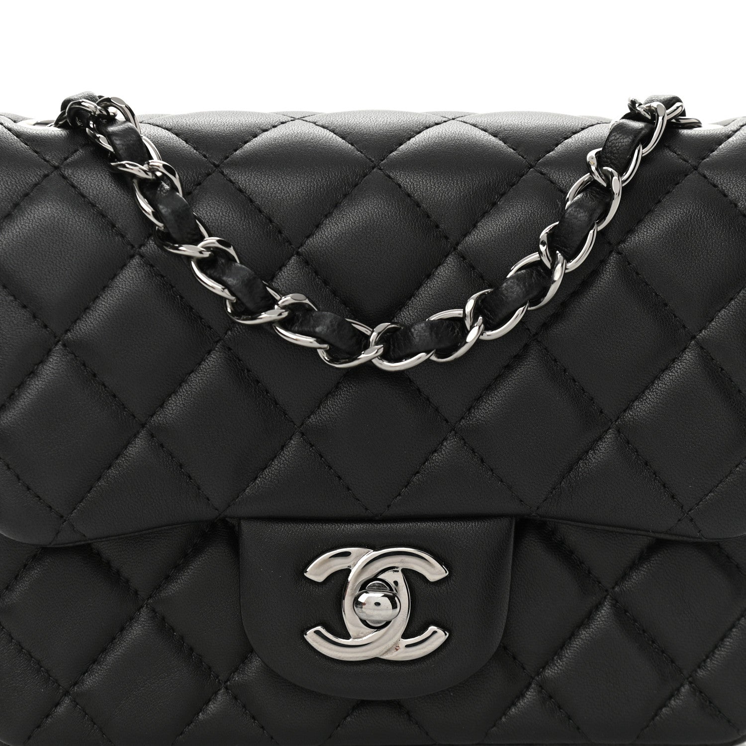 Chanel Lambskin Quilted Mini Square Flap Black 8 of 11