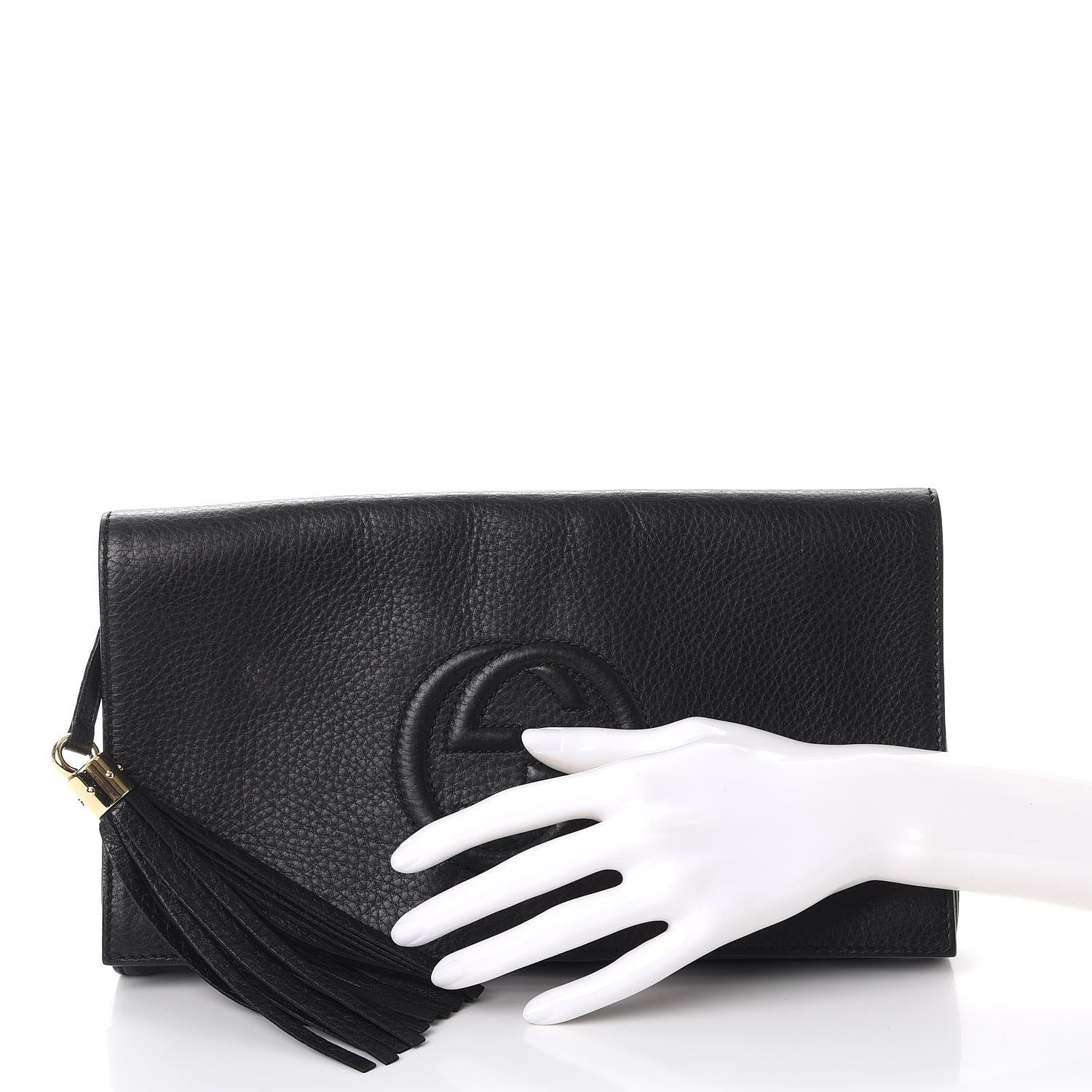 Gucci Pebbled Calfskin Medium Soho Clutch Black 2 of 10