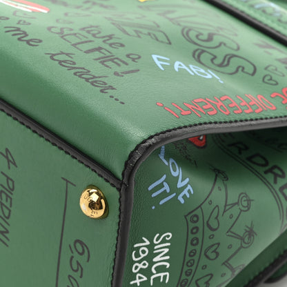 Dolce & Gabbana Calfskin Graffiti Printed Welcome Satchel Green Multicolor 9 of 14