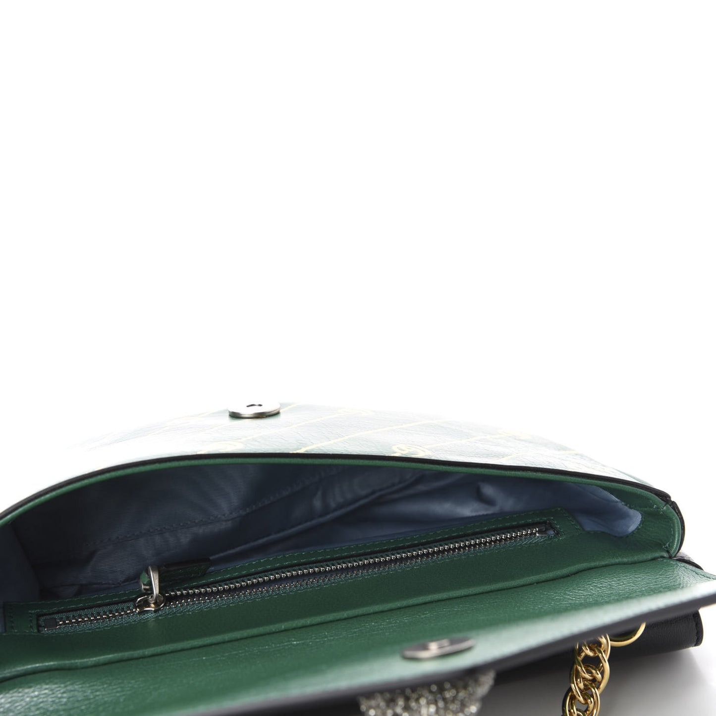 Calfskin Diagonal GG Medium Thiara Double Envelope Shoulder Bag Emerald Green Black