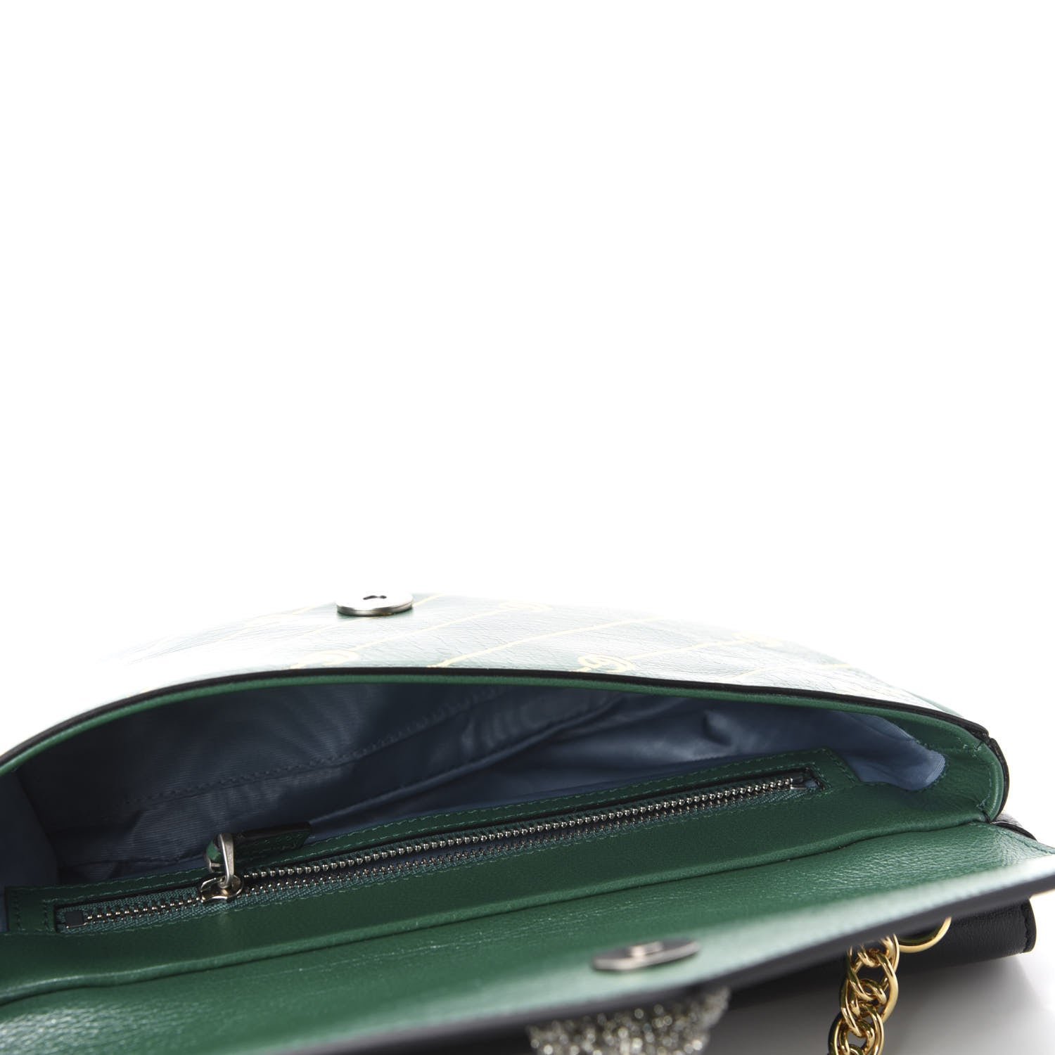 Gucci Calfskin Diagonal GG Medium Thiara Double Envelope Shoulder Bag Emerald Green Black 6 of 11