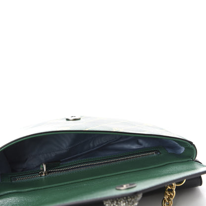 Gucci Calfskin Diagonal GG Medium Thiara Double Envelope Shoulder Bag Emerald Green Black 6 of 11