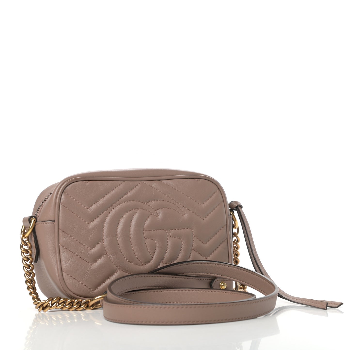 Calfskin Matelasse Mini GG Marmont Chain Shoulder Bag Porcelain Rose