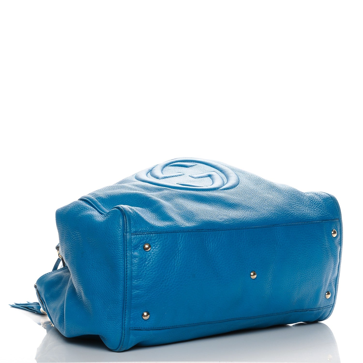 Gucci Pebbled Calfskin Large Soho Shoulder Bag Riviera Blue 4 of 11