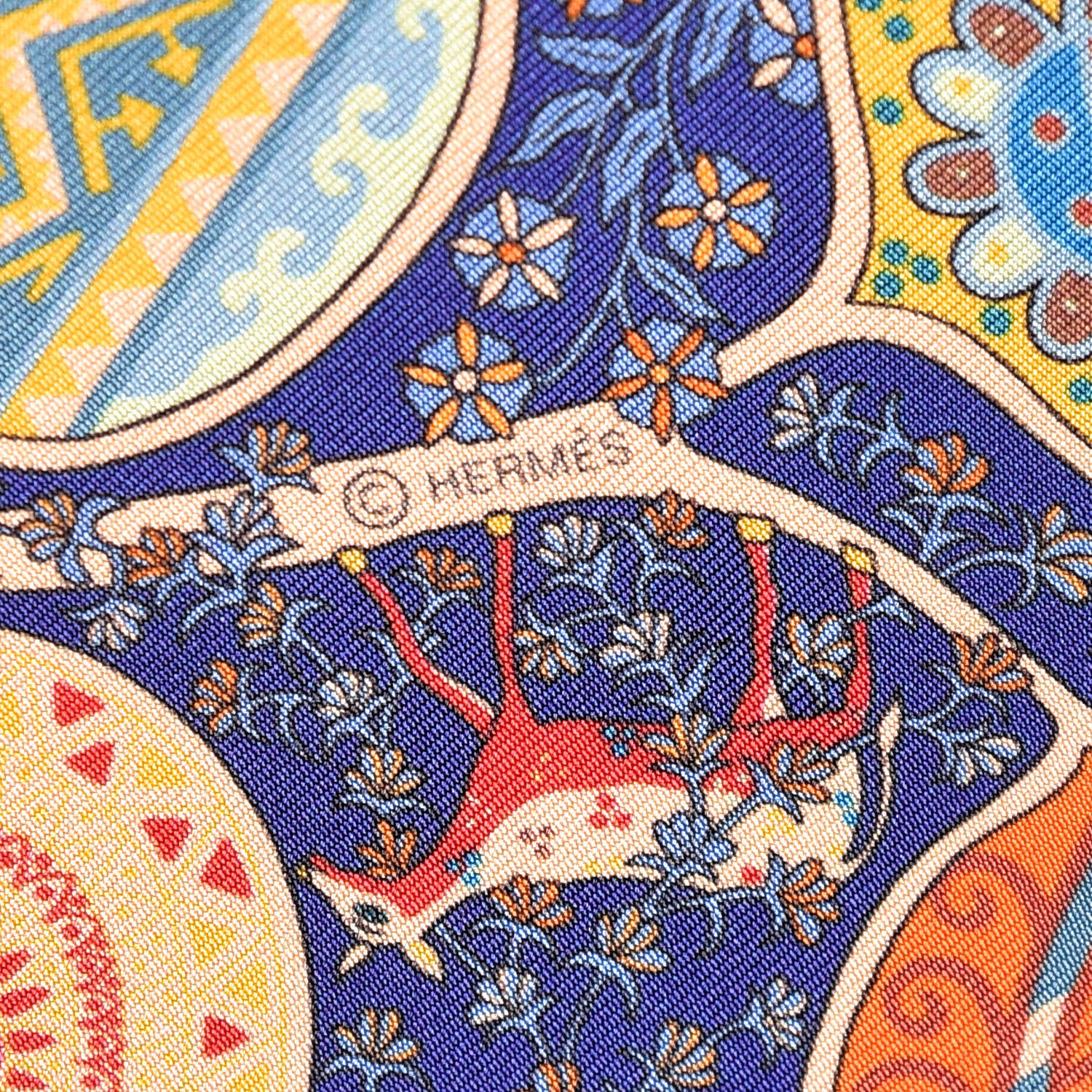 Hermes Silk L'Arbre de Vie Pocket Square Scarf 4 of 5