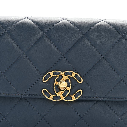 Chanel Lambskin Quilted Chain Infinity Waist Belt Bag Blue 8 of 11
