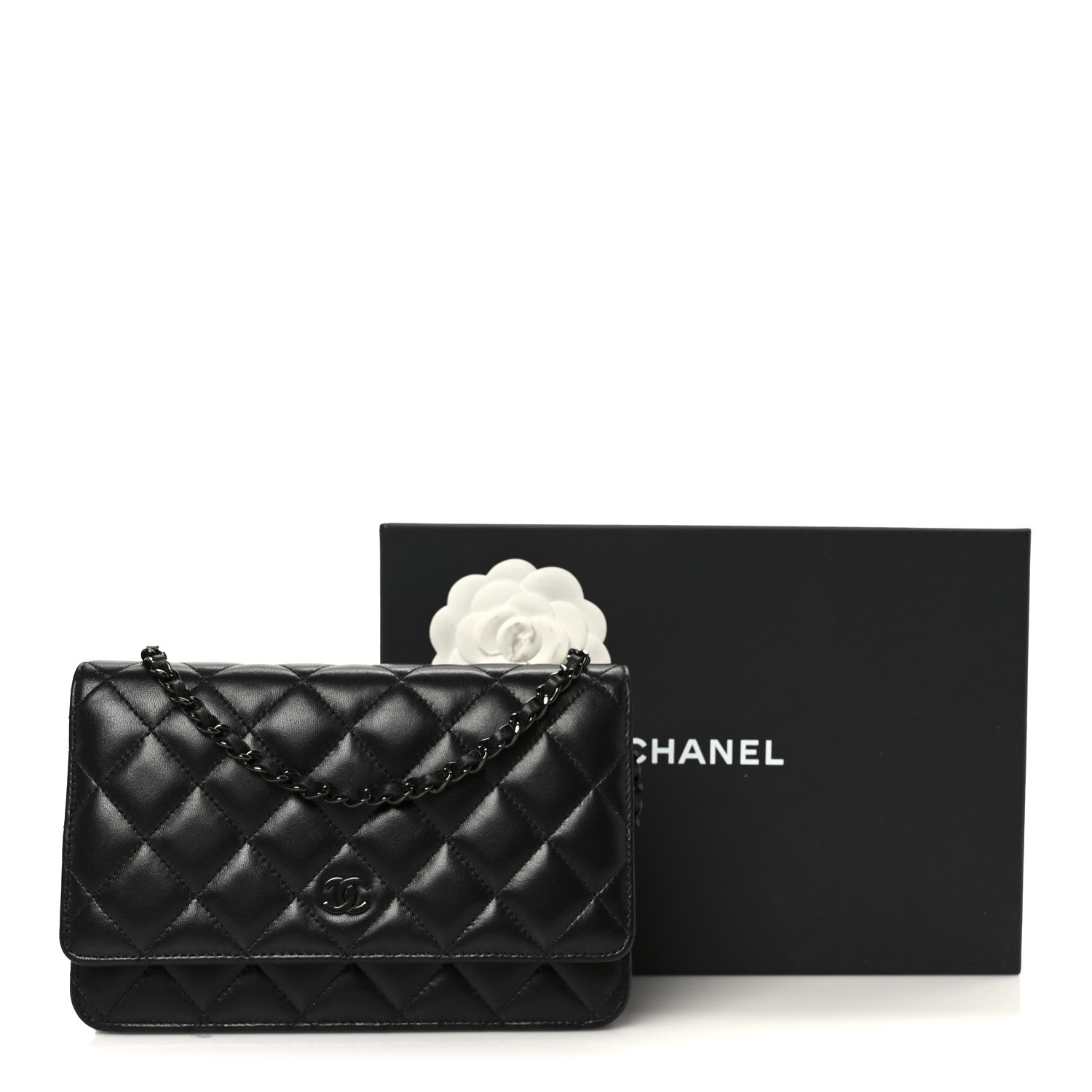 Chanel Lambskin Quilted Wallet On Chain WOC So Black 12 of 12