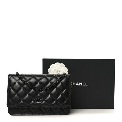 Chanel Lambskin Quilted Wallet On Chain WOC So Black 12 of 12