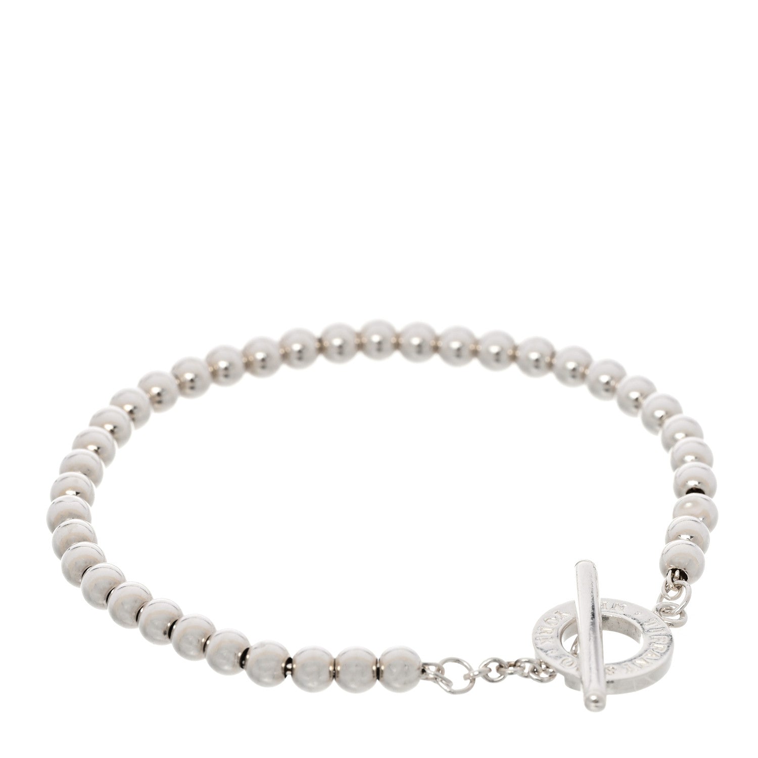 Tiffany Sterling Silver 4mm Beads Toggle Bracelet 2 of 5