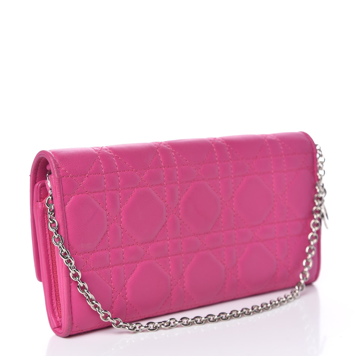 Christian Dior Lambskin Cannage Rendezvous Chain Wallet Pink 3 of 14