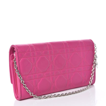 Christian Dior Lambskin Cannage Rendezvous Chain Wallet Pink 3 of 14