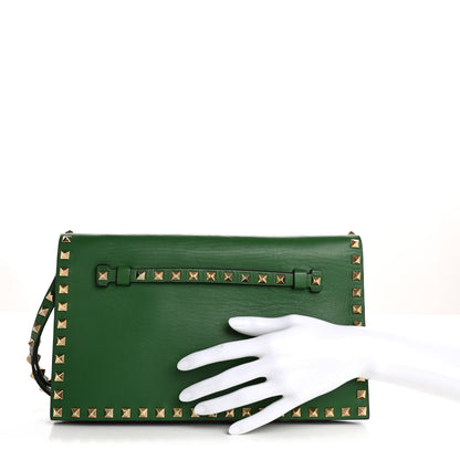 Valentino Garavani Nappa Rockstud Wristlet Clutch Emerald 2 of 16
