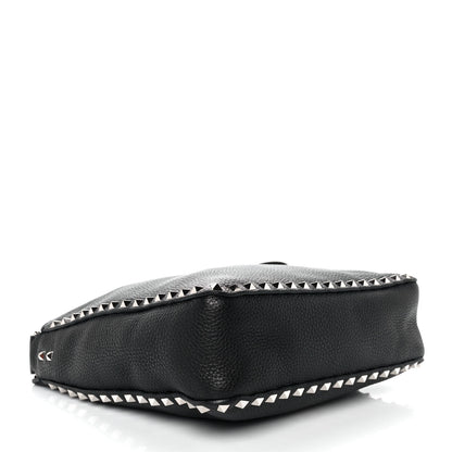 Valentino Garavani Pebbled Calfskin Small Rockstud Flip-Lock Messenger Bag Black 4 of 8