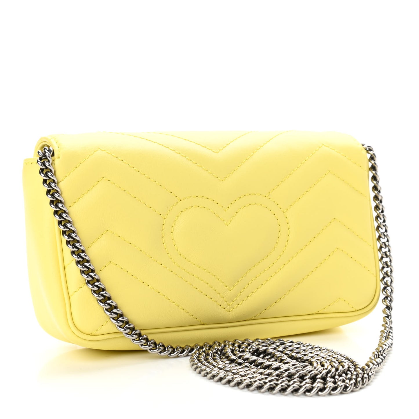 Calfskin Matelasse Super Mini GG Marmont Shoulder Bag Banana