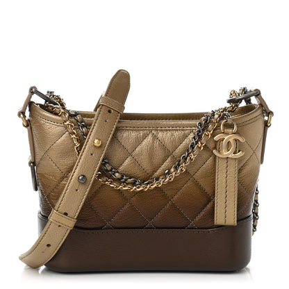 Chanel Metallic Goatskin Quilted Small Gabrielle Hobo Gold Bronze 1 of 17