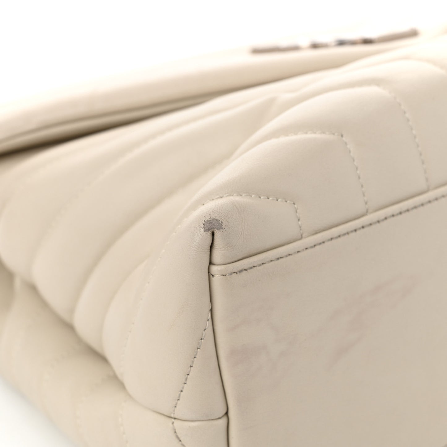 Calfskin Y Quilted Monogram Medium Loulou Chain Satchel Crema Soft