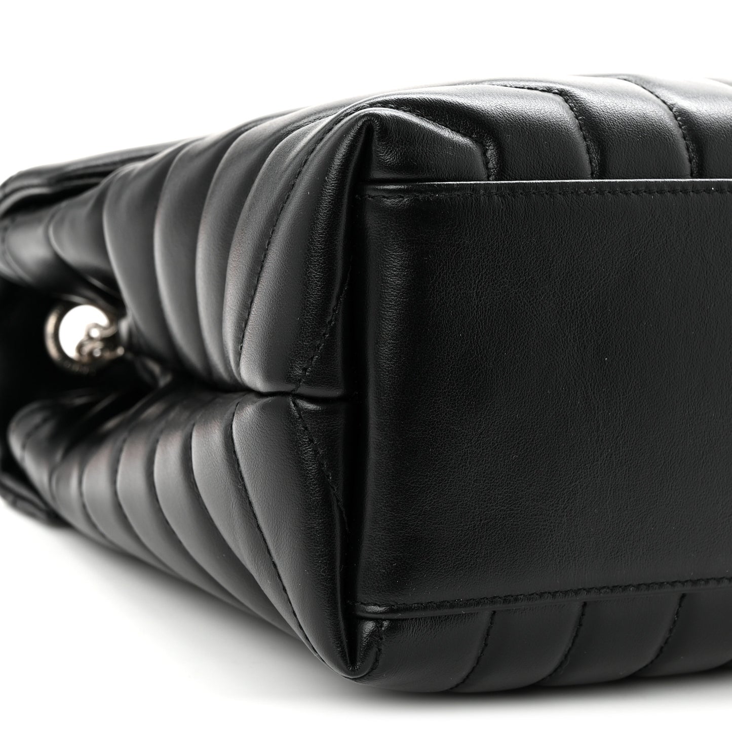 Calfskin Y Quilted Monogram Medium Loulou Chain Satchel Black