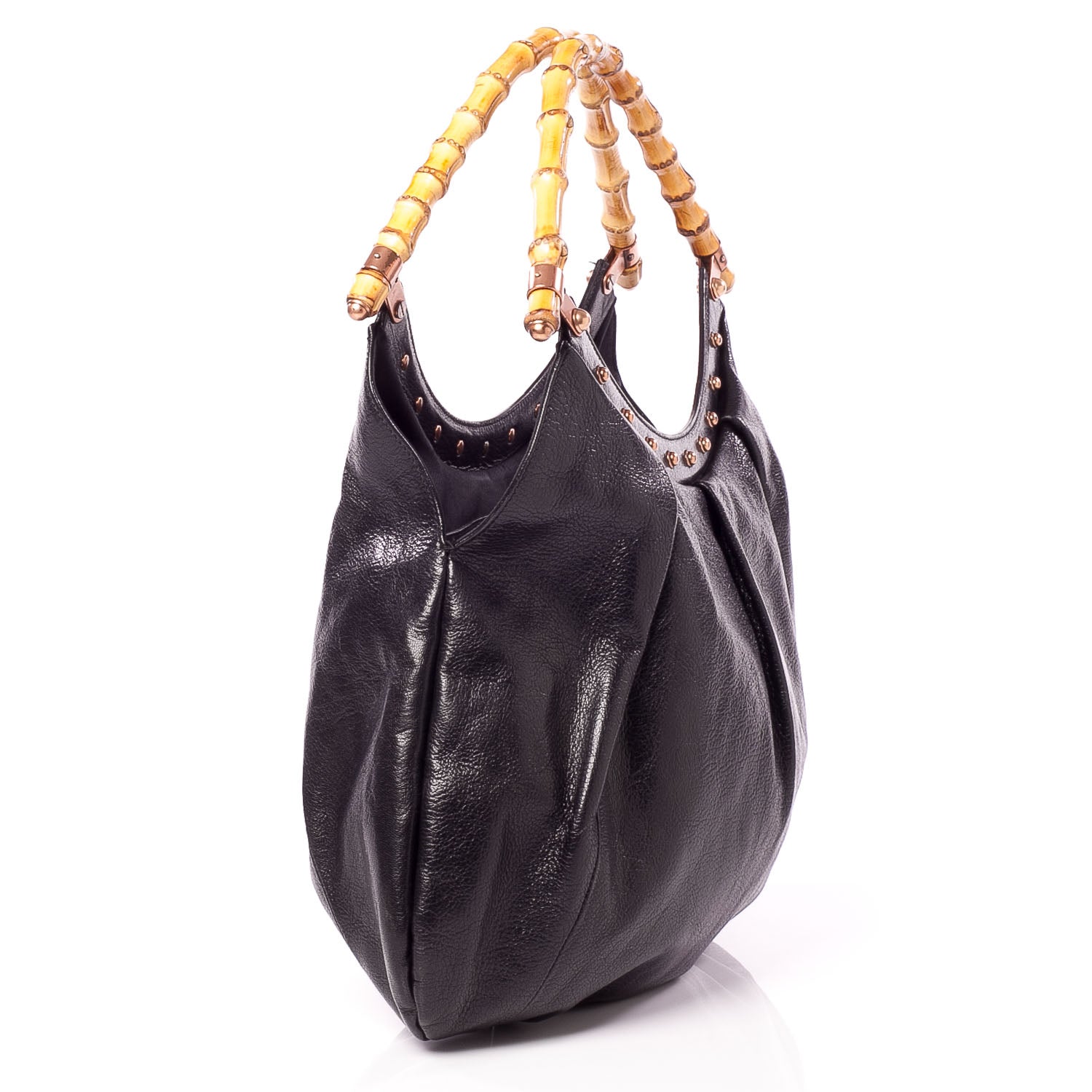 Gucci Leather Bamboo Handle Bag Black 3 of 8