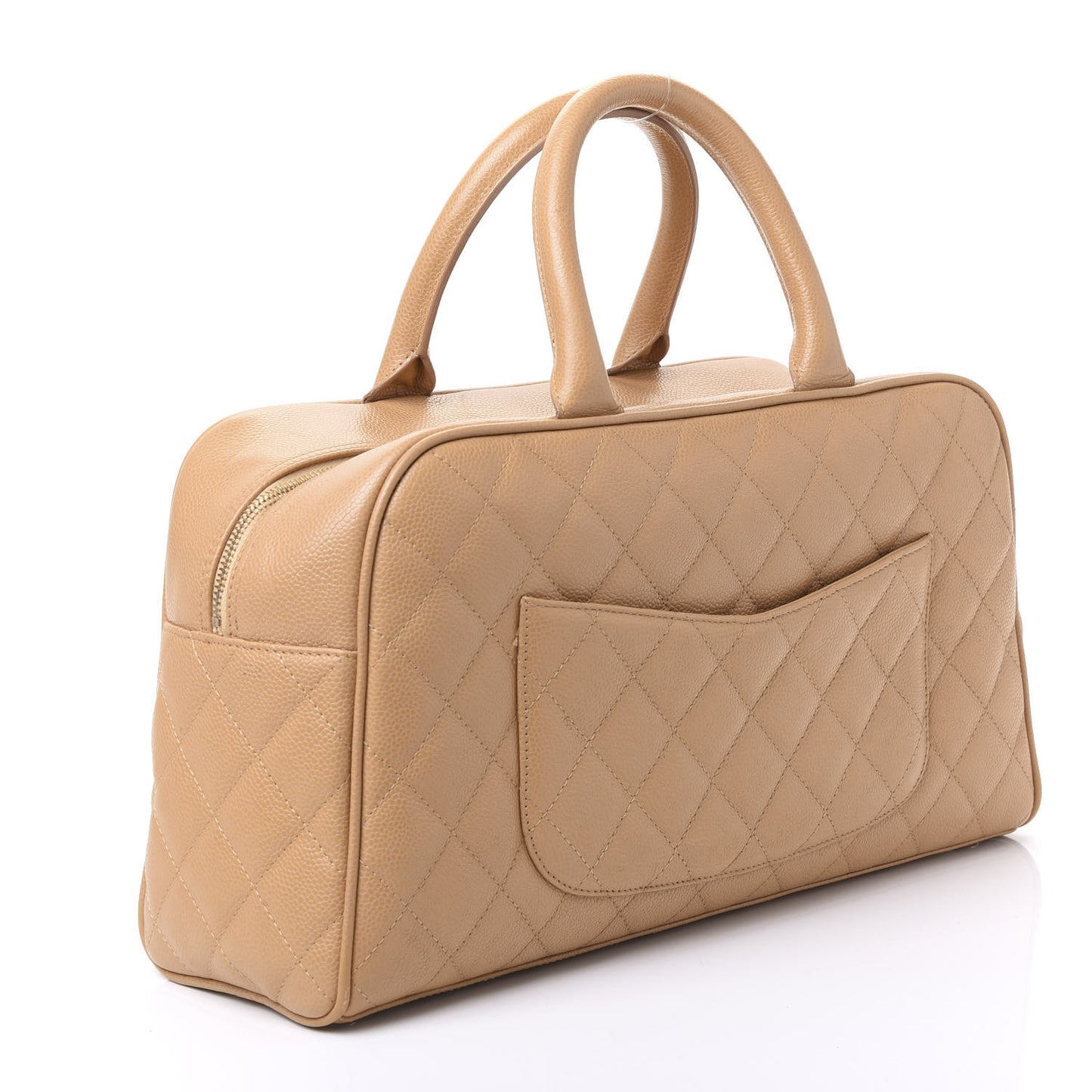 Caviar Quilted Large Bowler Bag Beige