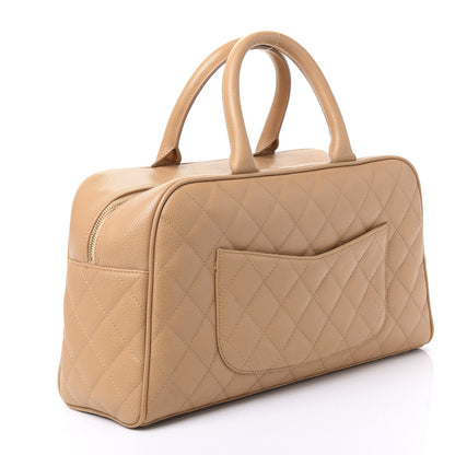 Chanel Caviar Quilted Large Bowler Bag Beige 2 of 11