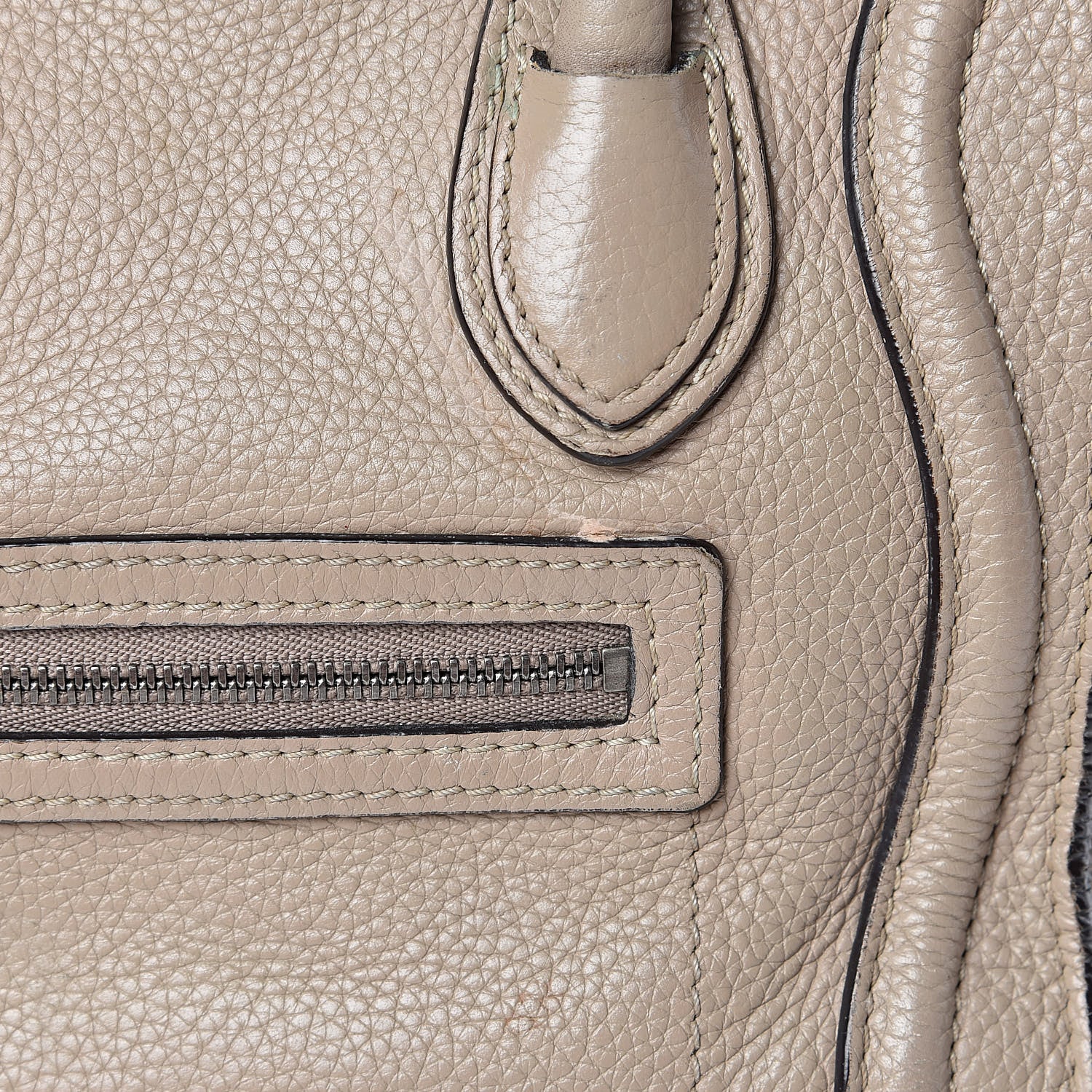 Celine Drummed Calfskin Nano Luggage Dune 9 of 17