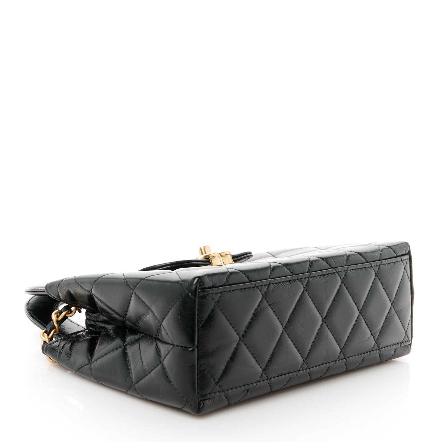 Chanel Shiny Aged Calfskin Quilted Nano Kelly Shopper Black 4 of 11