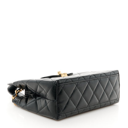 Chanel Shiny Aged Calfskin Quilted Nano Kelly Shopper Black 4 of 11