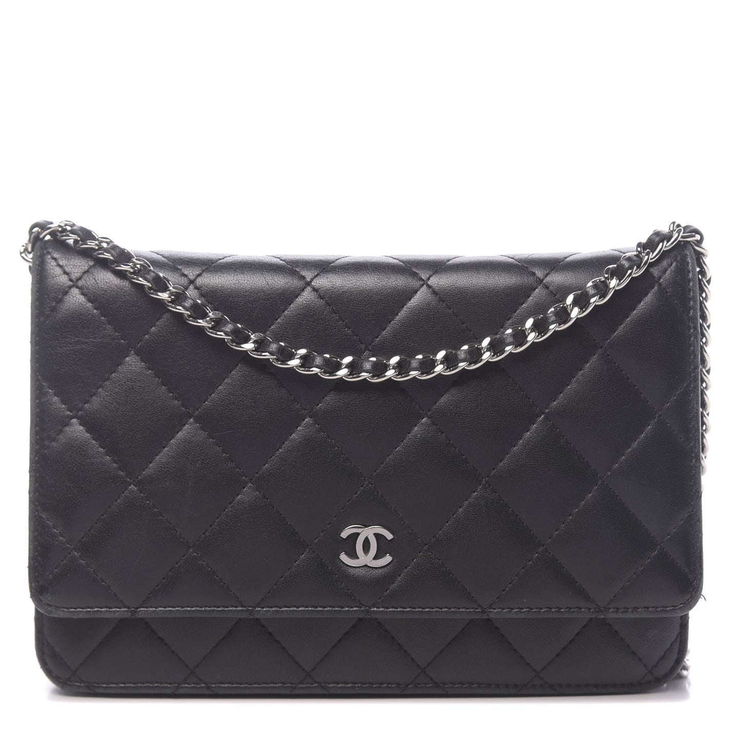 Lambskin Quilted Wallet On Chain WOC Black