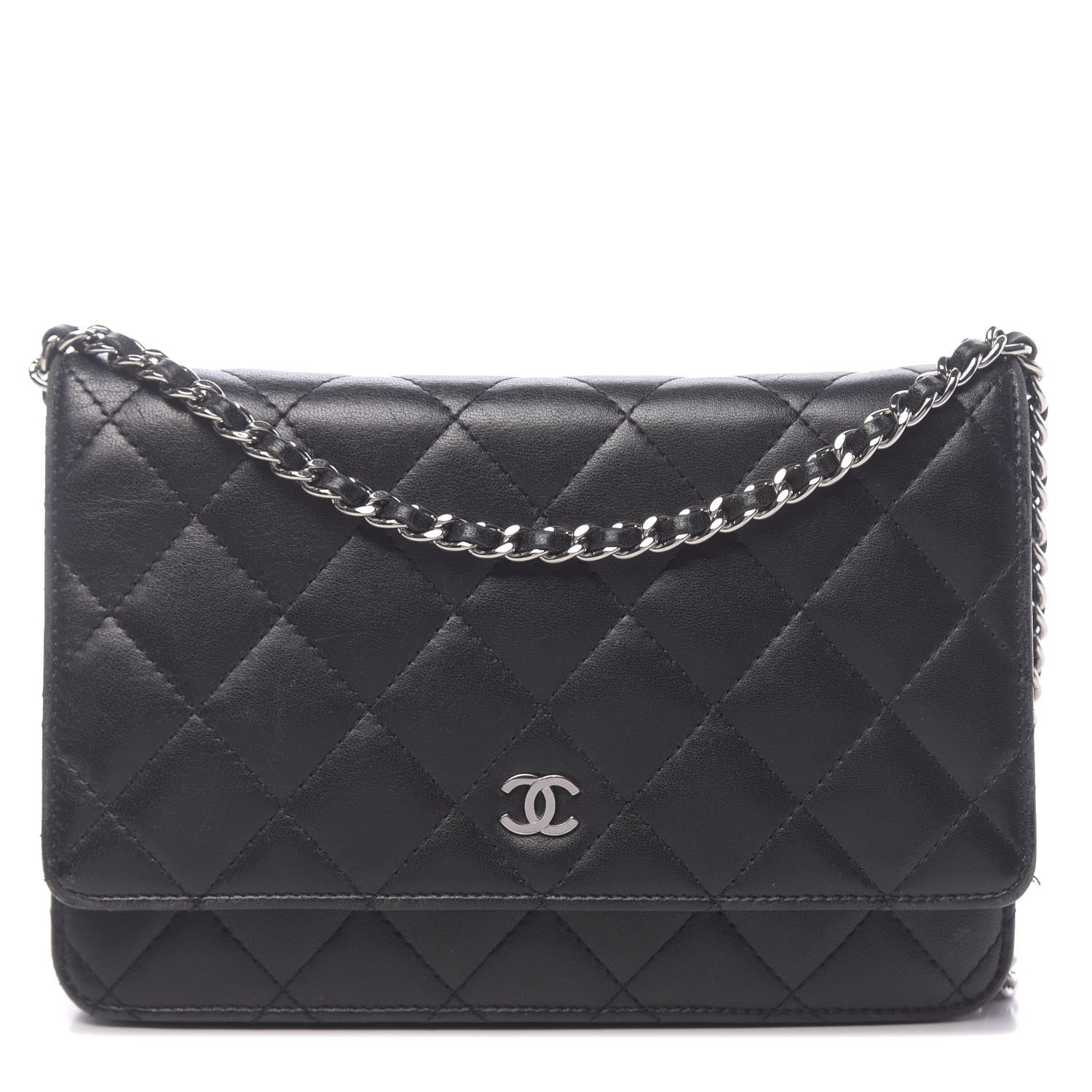 Chanel Lambskin Quilted Wallet On Chain WOC Black 1 of 13
