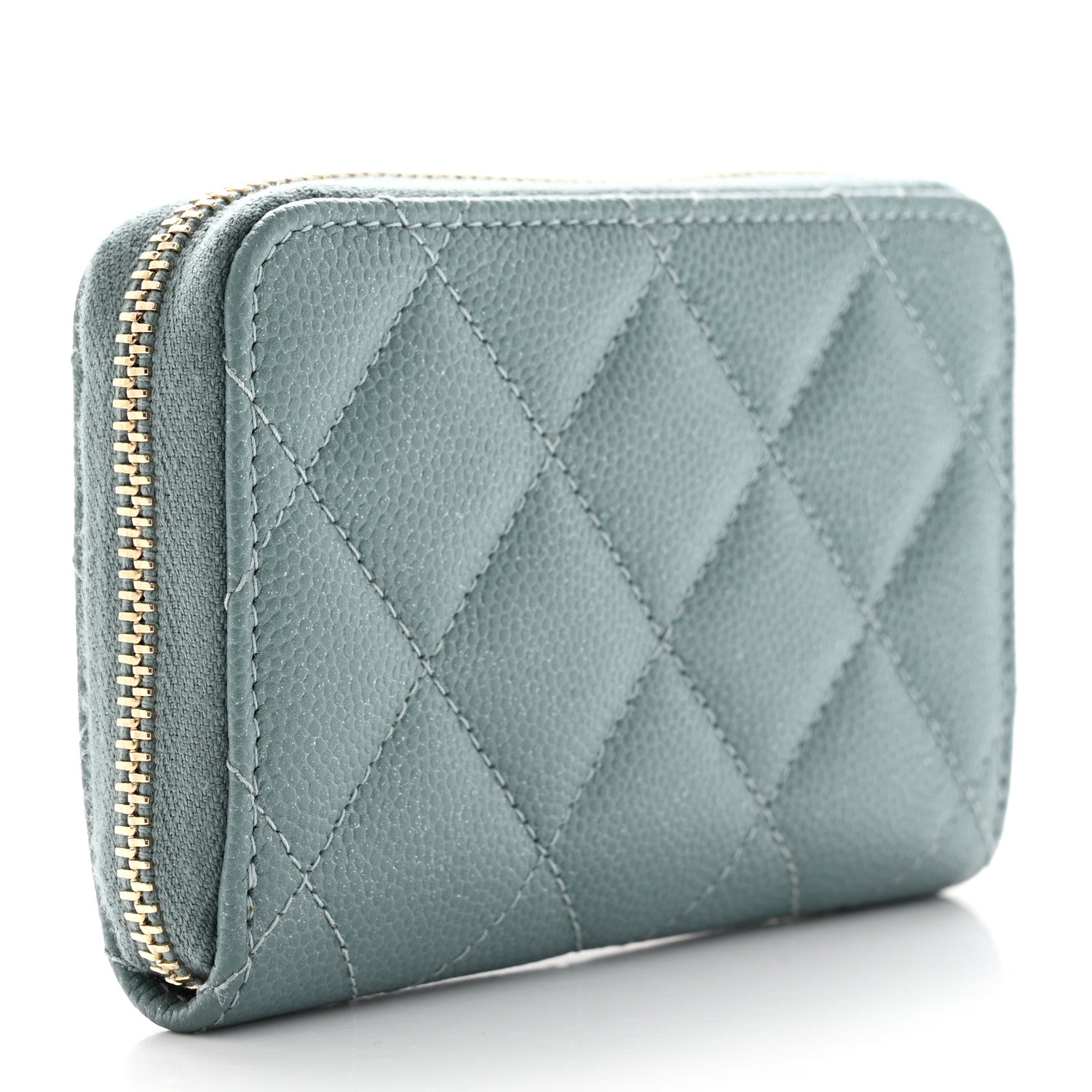 Chanel Iridescent Caviar Quilted Zip Coin Purse Light Blue 3 of 8