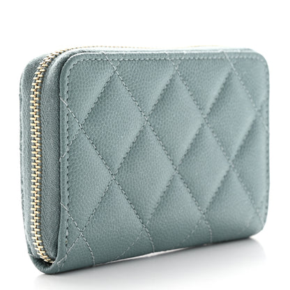 Chanel Iridescent Caviar Quilted Zip Coin Purse Light Blue 3 of 8