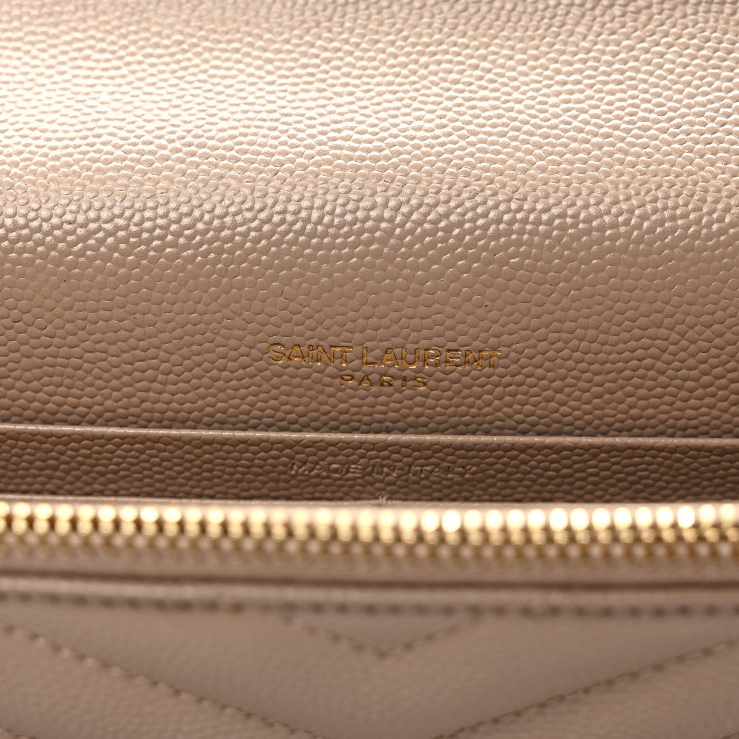 Grain De Poudre Matelasse Chevron Monogram Envelope Chain Wallet Dark Beige