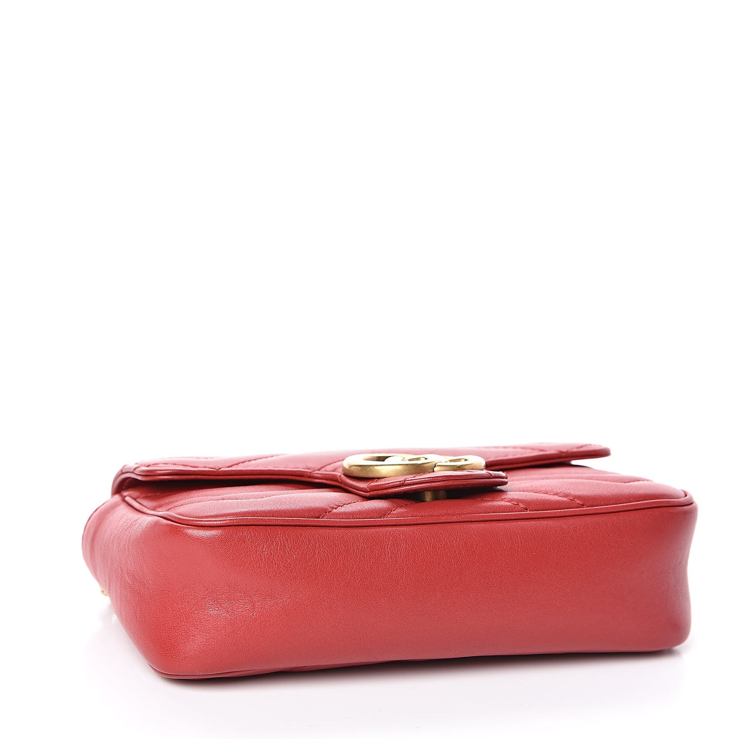 Calfskin Matelasse Super Mini GG Marmont Shoulder Bag Hibiscus Red