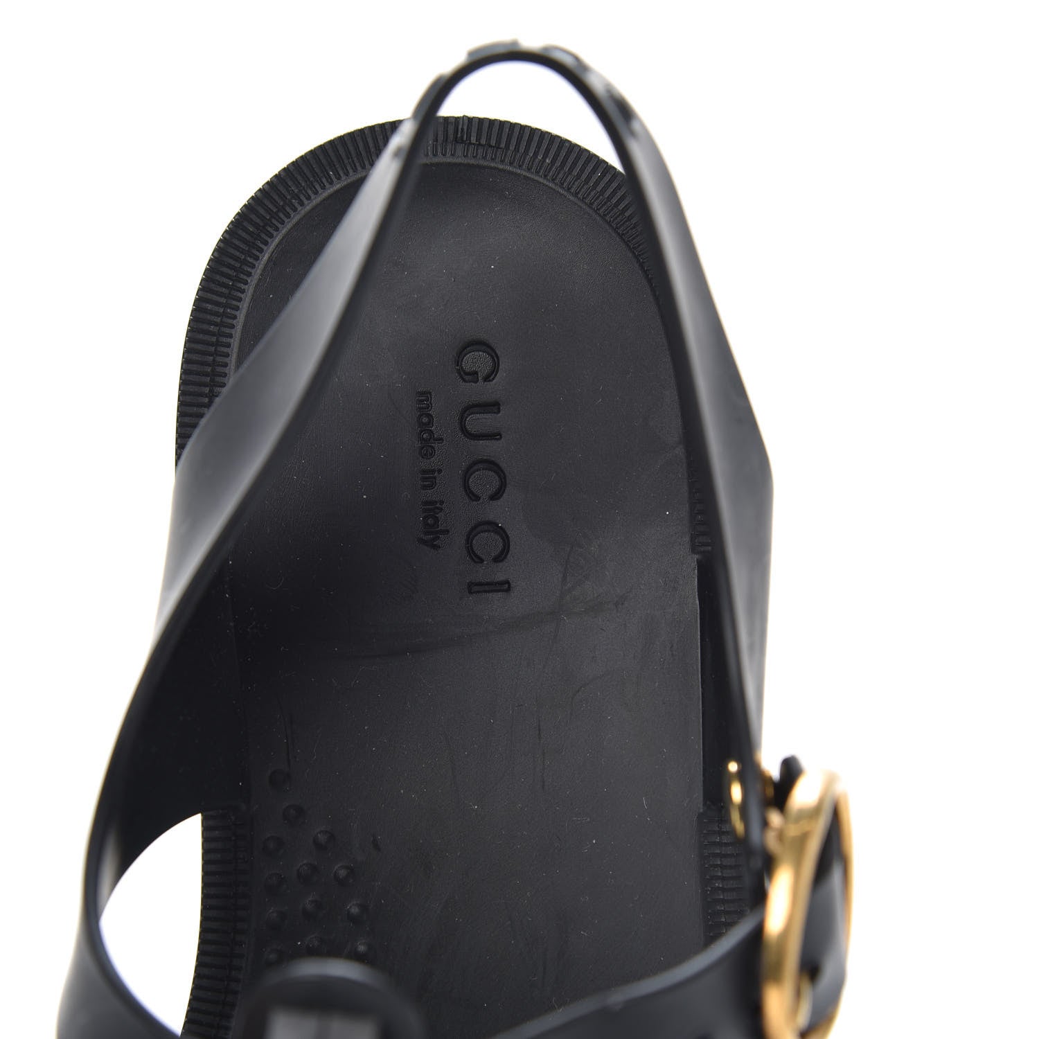 Gucci Rubber Crystal Womens Buckle Strap Sandals 36 Black 6 of 9