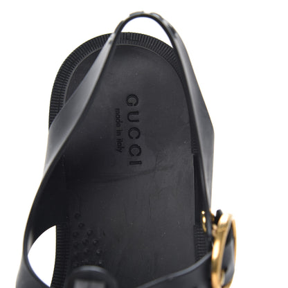 Gucci Rubber Crystal Womens Buckle Strap Sandals 36 Black 6 of 9