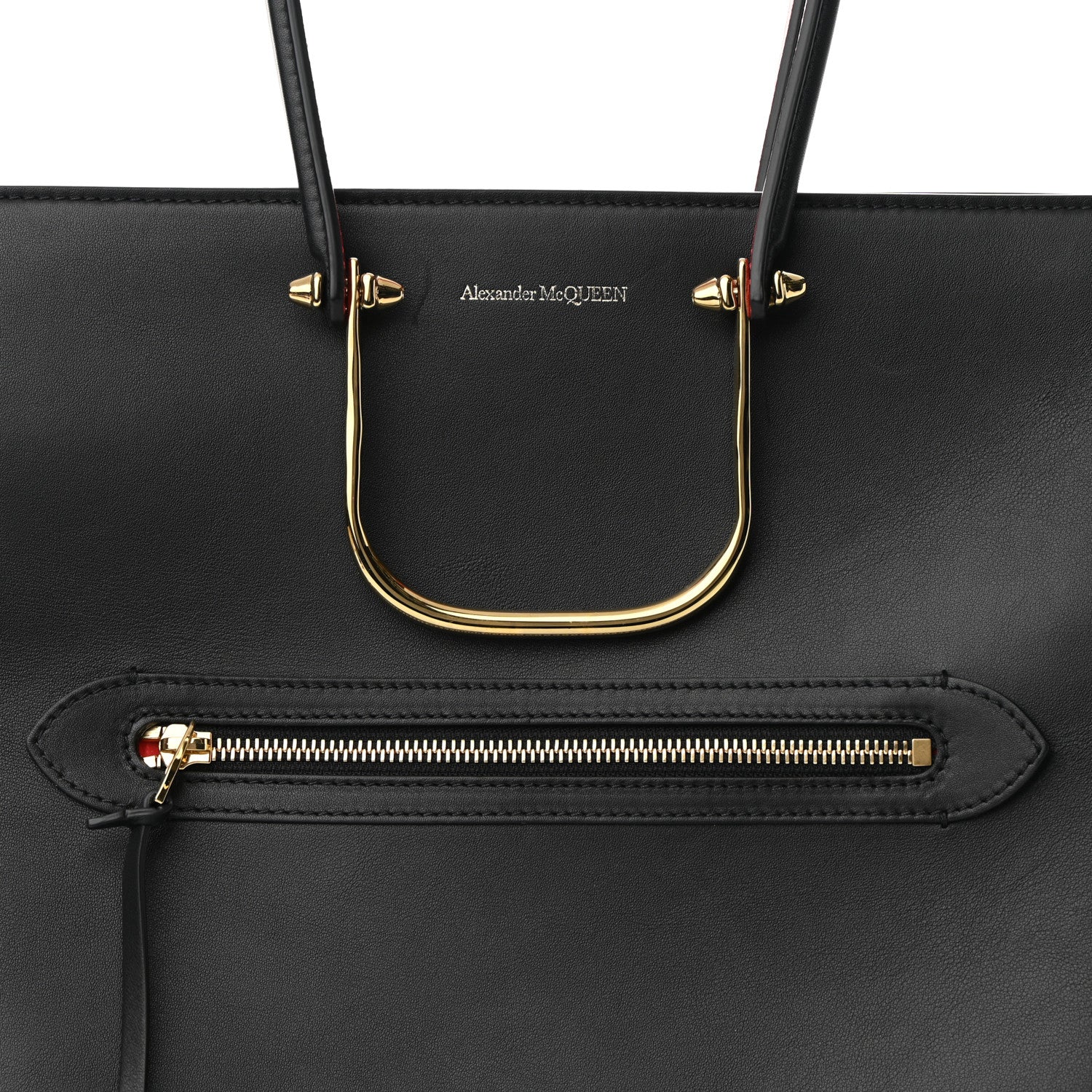 Alexander McQueen Calfskin The Tall Story Shoulder Bag Black Red 7 of 9
