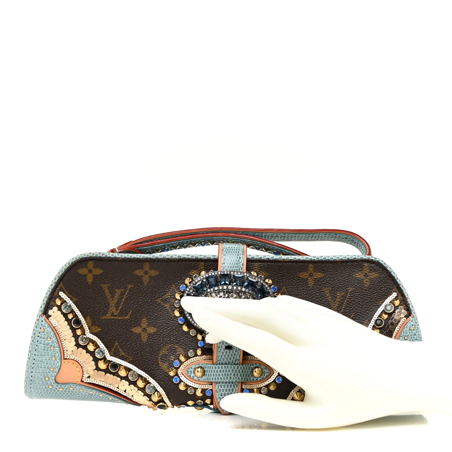 Louis Vuitton Monogram Lizard Embellished Les Extraordinaires Clutch 2 of 15