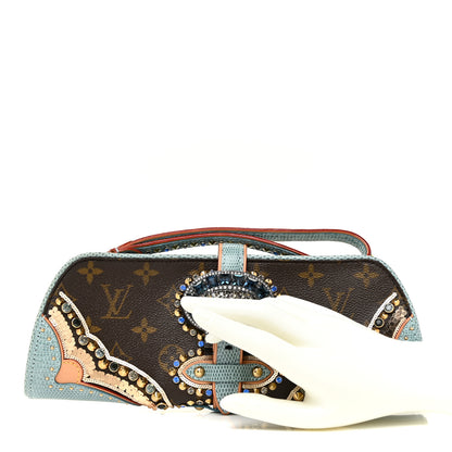 Louis Vuitton Monogram Lizard Embellished Les Extraordinaires Clutch 2 of 15