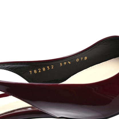 Gucci Patent Signoria 35mm Slingback Pumps 39.5 Rosso Ancora 8 of 9