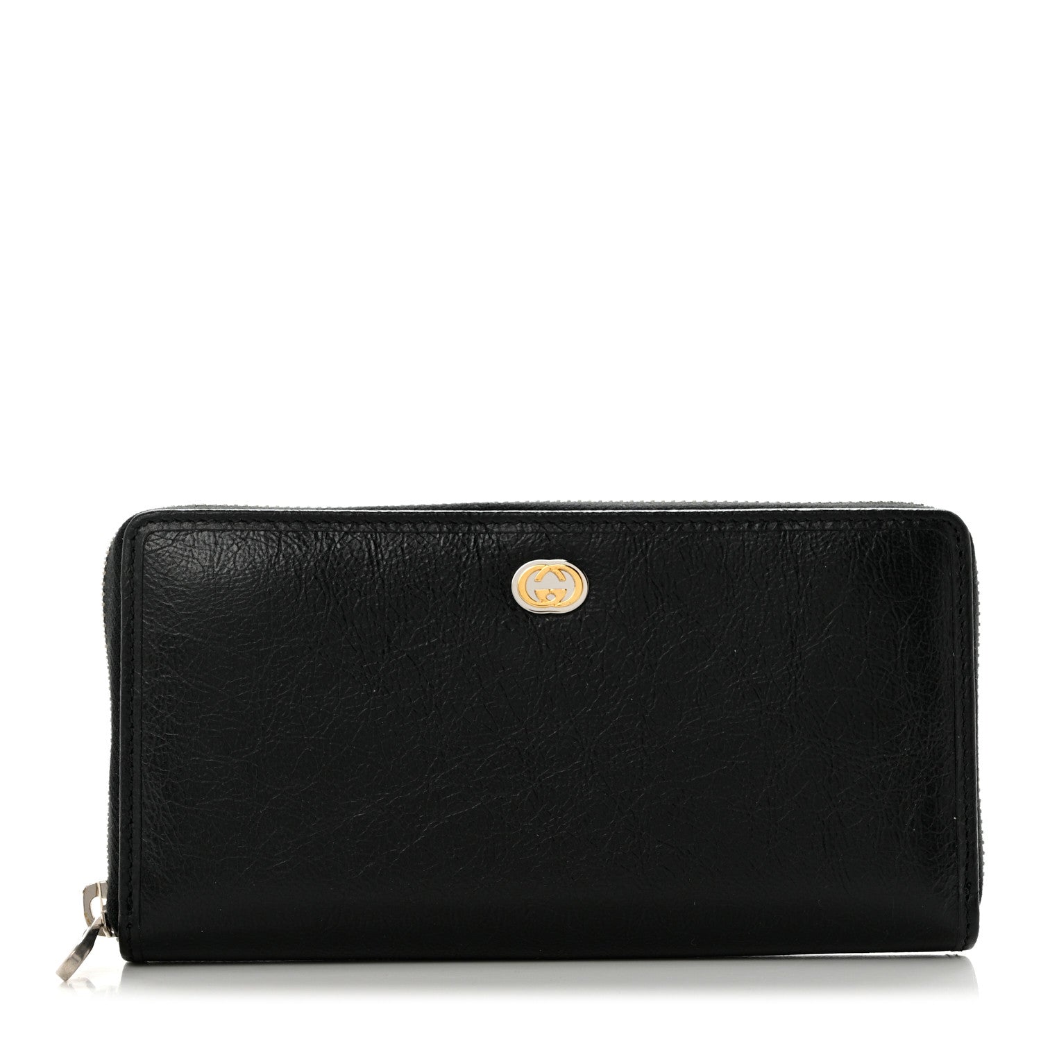 Gucci Vintage Calfskin Interlocking G Zip Wallet Black 1 of 12