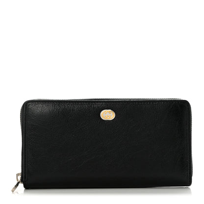 Gucci Vintage Calfskin Interlocking G Zip Wallet Black 1 of 12