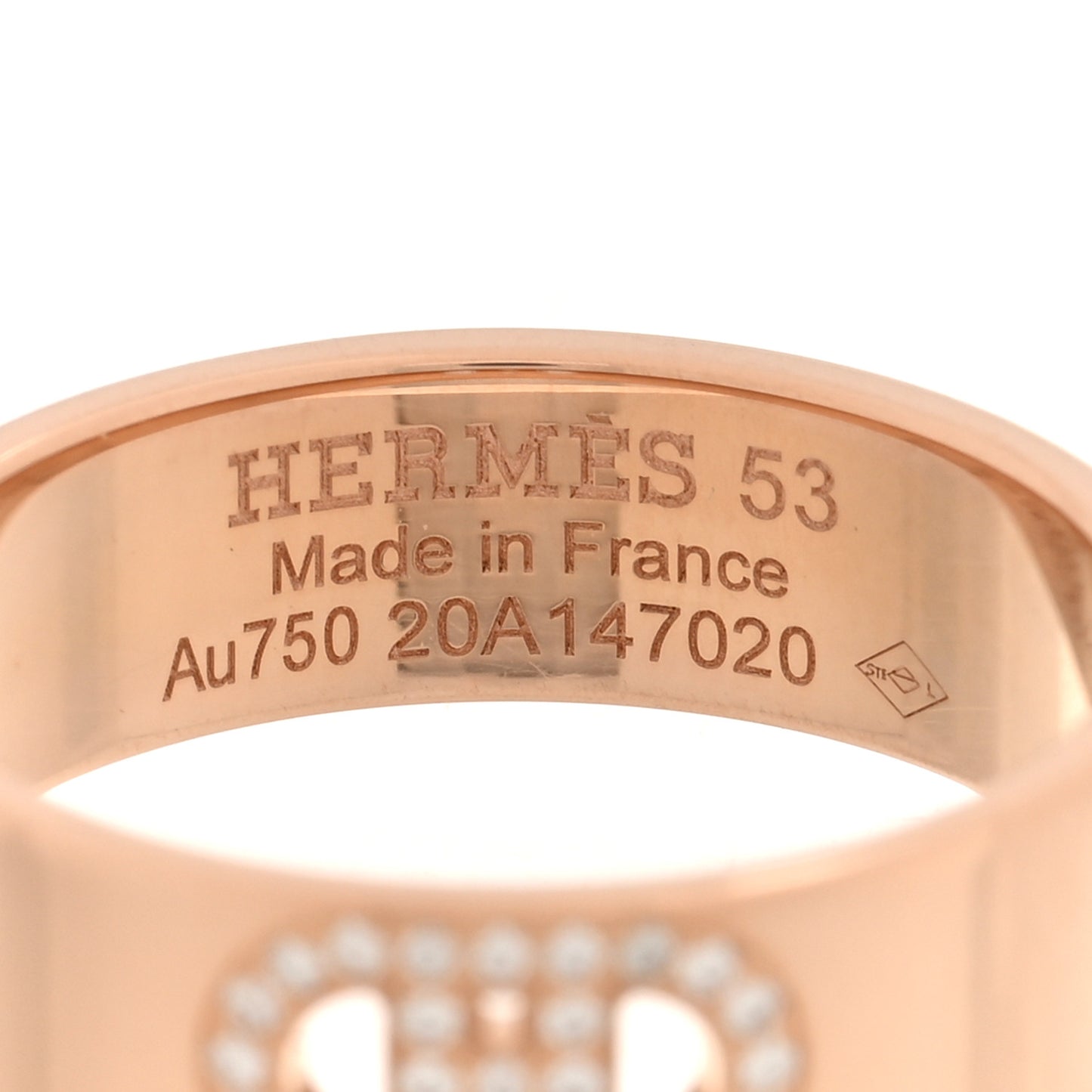 18K Rose Gold Diamond PM H D'Ancre Ring 53 6.5