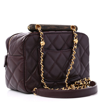 Chanel Lambskin Quilted Mini Wenge Wood Bowling Bag Burgundy 3 of 10