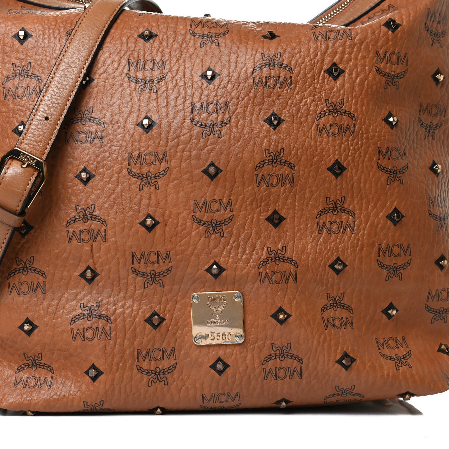 Visetos Studded Hobo Cognac