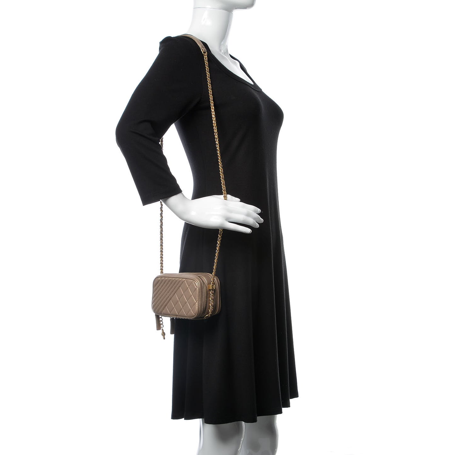 Metallic Lambskin Mini Coco Boy Camera Case Dark Gold