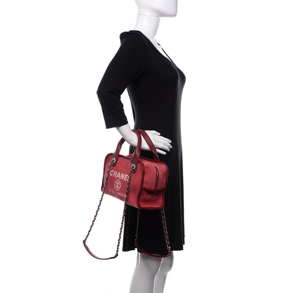 Chanel Canvas Deauville Small Bowling Bag Dark Pink 3 of 11