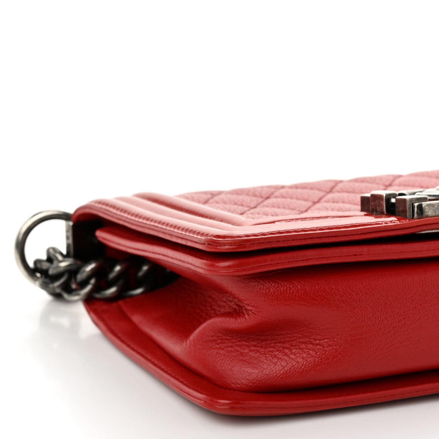 Chanel Goatskin Quilted Patent Small Duo Boy Flap Red 9 of 10